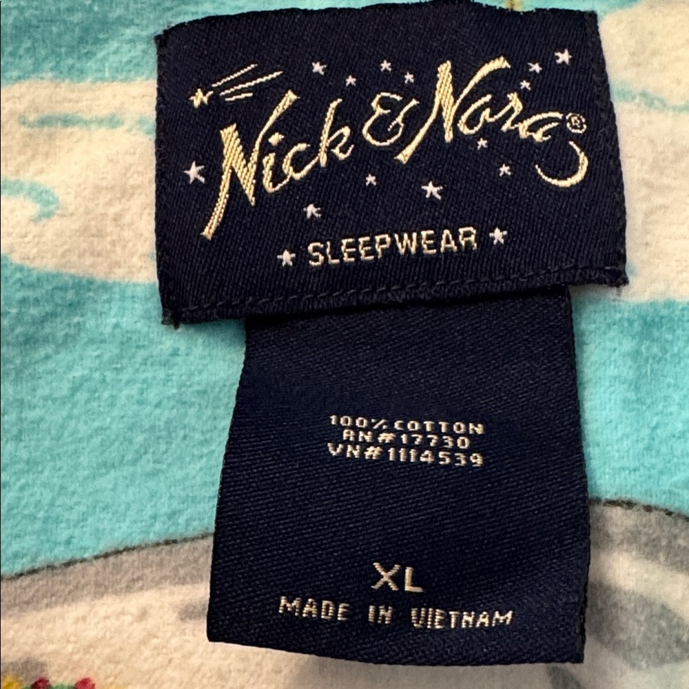 Nick & Nora Blue Pajama Top with Flamingo Design - Picture 2 of 4